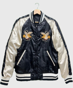 Dragon Embroidery Black Bomber Jacket