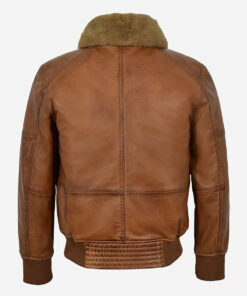 Men’s Fur Collar Brown Bomber Jacket