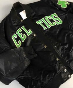 Boston Black Satin Bomber Jacket
