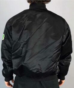 Boston Black Satin Bomber Jacket