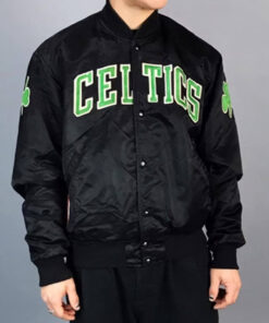 Boston Black Satin Bomber Jacket