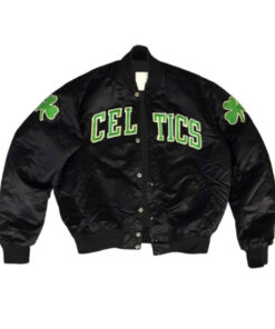 Boston Black Satin Bomber Jacket
