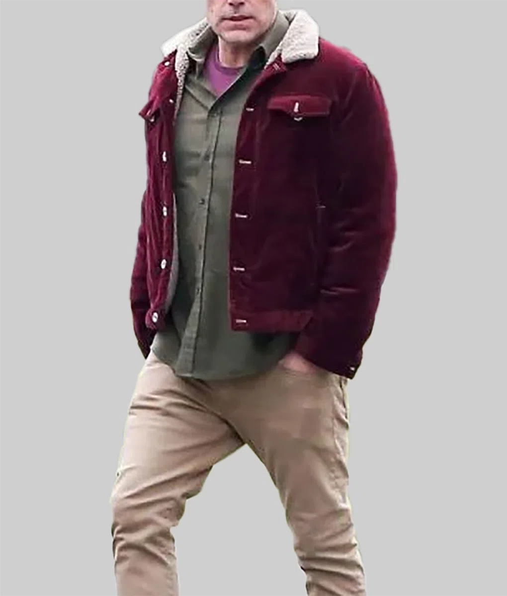 Ben Affleck Burgundy Corduroy Trucker Jacket TLC UK