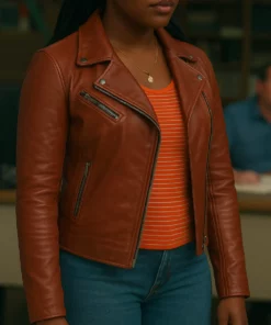 Ballard Courtney Taylor Brown Leather Jacket - Front VIew2
